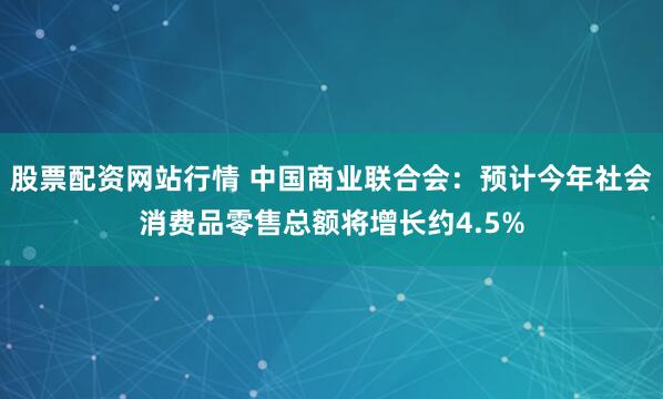 股票配资网站行情 中国商业联合会：预计今年社会消费品零售总额将增长约4.5%